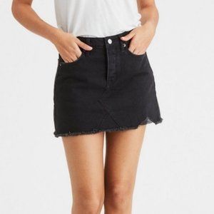 American Eagle Black Denim Cut Off Skirt Size 2
